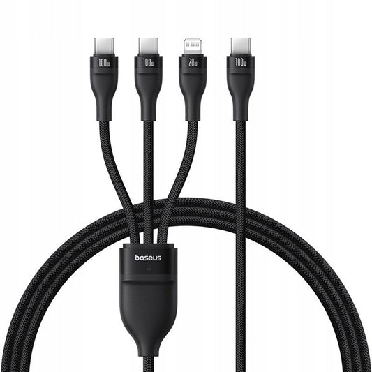 Kabl za punjenje USB-C - Lightning / 2 x USB-C Baseus Flash Series III 3in1, 100W, 1.5m, Crni P10377502111-00