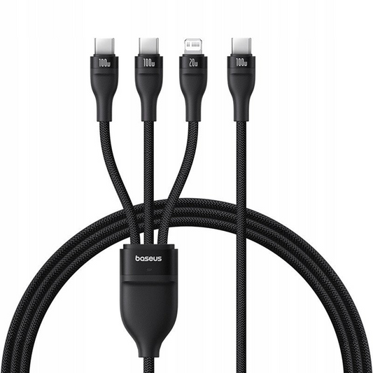 USB-C - Lightning kabl za punjenje / 2 x USB-C Baseus Flash Series III 3in1, 100W, 1.5m, Crni, Refabrikovan P10377502111-00