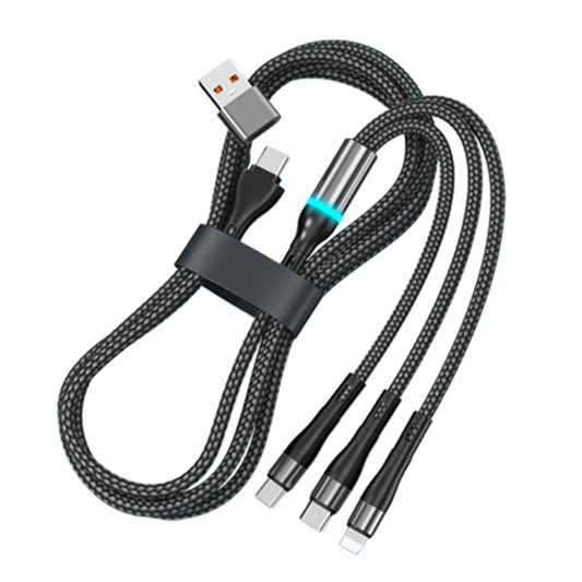 Kabl za punjenje USB-C / USB-A - Lightning / microUSB / USB-C OEM B6, 100W, 1.2m, Crna