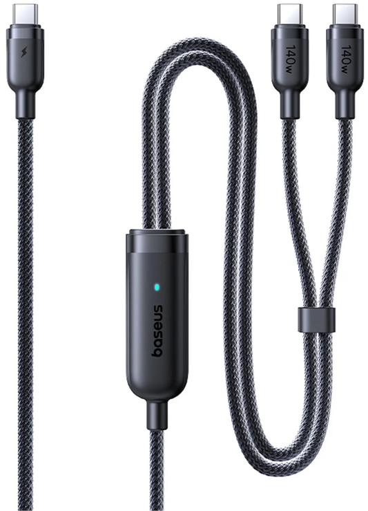 USB-C kabl za punjenje - 2 x USB-C Baseus Flash 4 2u1, 140W, 1.5m, Crni E0426X00