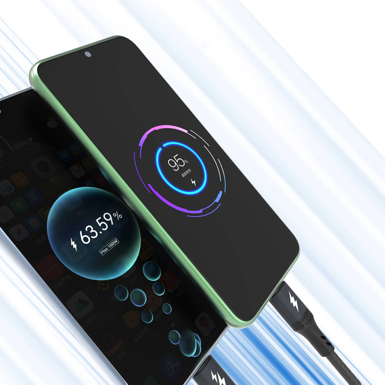 USB-C Charging Cable - USB-C / USB-C Dudao L3F 2in1, 100W, 1.2m, Black