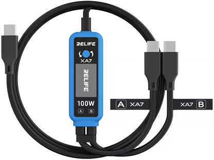 USB-C kabl za punjenje - 2 x USB-C Relife XA7 Display, 100W, 1.33m, Crna