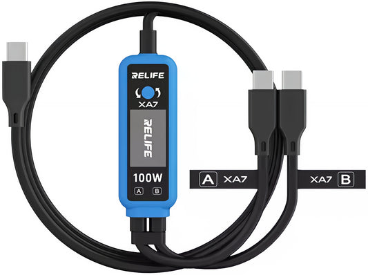 USB-C kabl za punjenje - 2 x USB-C Relife XA7 Display, 100W, 1.33m, Crna