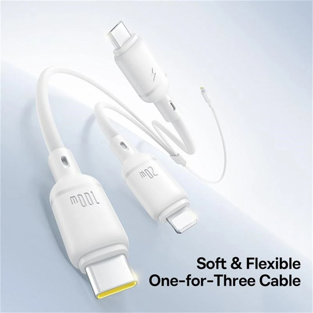 Kabl za punjenje USB-C - Lightning / microUSB / USB-C Baseus Silky 3in1, 100W, 1.5m, Beli P10377706213-00