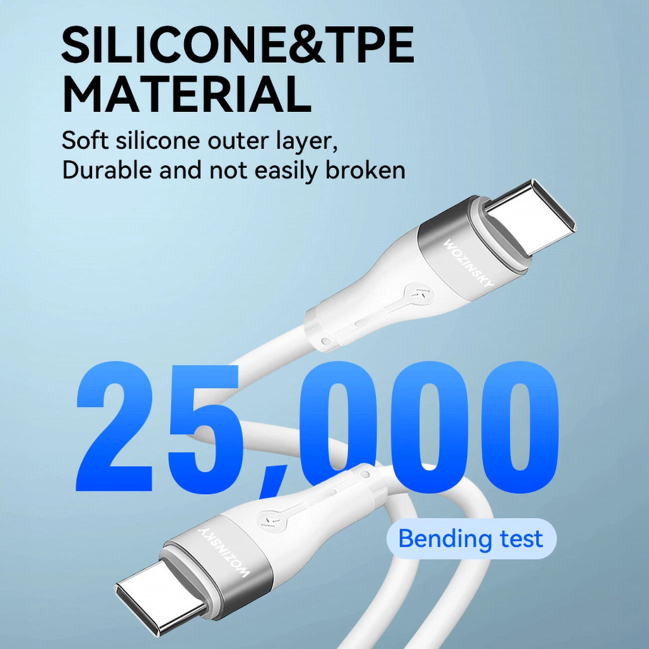 Kabel za punjenje USB-C - USB-C WZK WSTCC2, 65W, 2m, Bijeli