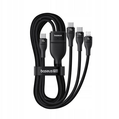 Kabl za punjenje USB-C - Lightning / 2 x USB-C Baseus Flash Series III 3in1, 100W, 1.5m, Crni P10377502111-00