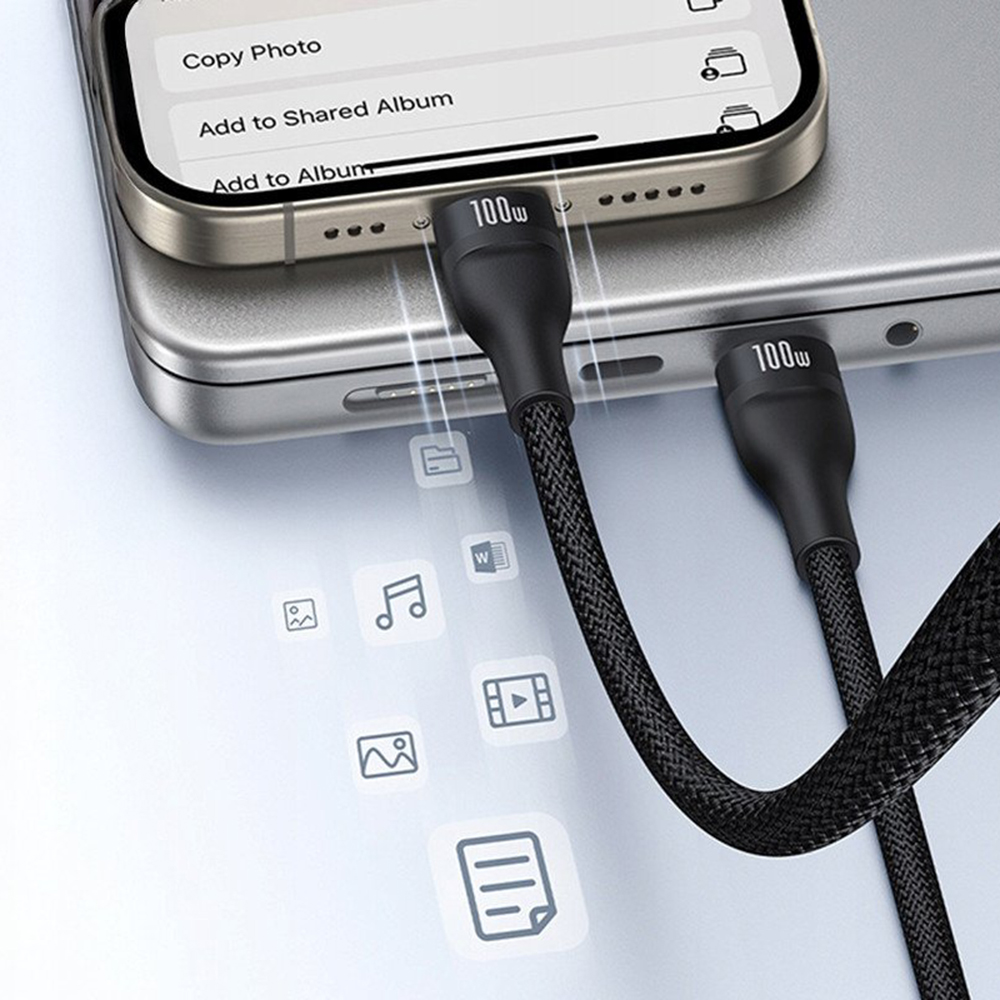 USB-C - Lightning kabl za punjenje / 2 x USB-C Baseus Flash Series III 3in1, 100W, 1.5m, Crni, Refabrikovan P10377502111-00