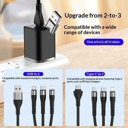 Kabl za punjenje USB-C / USB-A - Lightning / microUSB / USB-C OEM B6, 100W, 1.2m, Crna