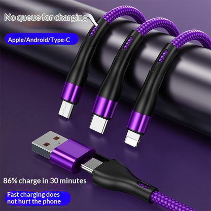 Kabl za punjenje USB-C / USB-A - Lightning / microUSB / USB-C OEM B6, 100W, 1.2m, Crna