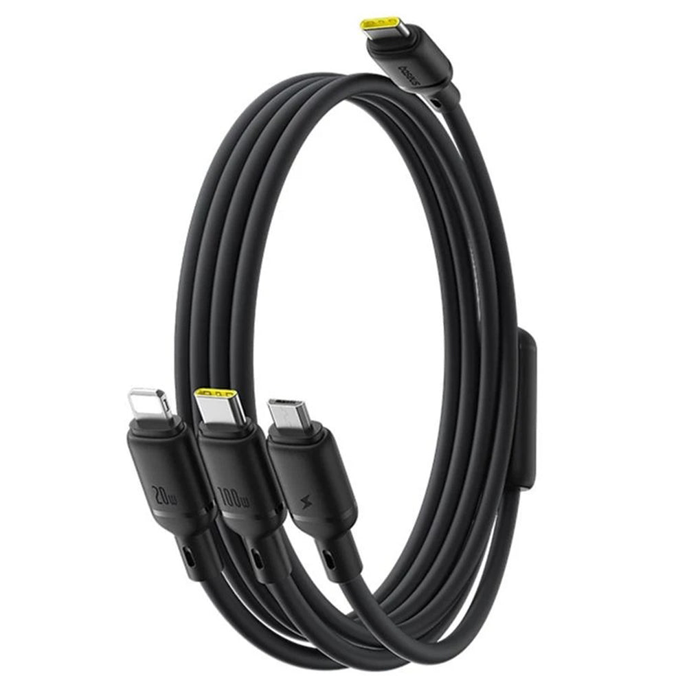 Kabl za punjenje USB-C - Lightning / microUSB / USB-C Baseus Silky 3in1, 100W, 1.5m, Crni P10376303121-01