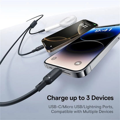 Kabl za punjenje USB-C - Lightning / microUSB / USB-C Baseus Silky 3in1, 100W, 1.5m, Crni P10376303121-01