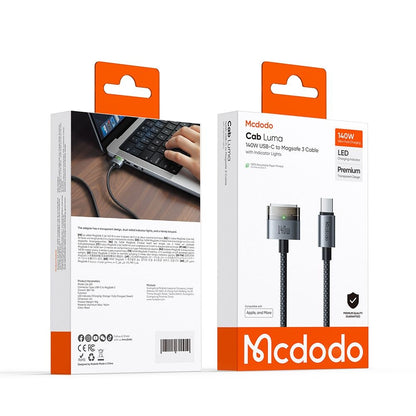 Kabl za punjenje McDodo CA-2070, USB-C - MagSafe 3, 140W, 2m, Crni