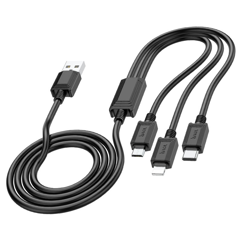 Kabl za punjenje USB-A - Lightning / microUSB / USB-C HOCO X74 3in1, 18W, 1m, Crni