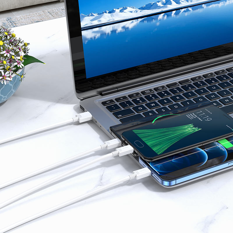Kabl za punjenje USB-A - Lightning / microUSB / USB-C HOCO X74 3u1, 18W, 1m, Beli