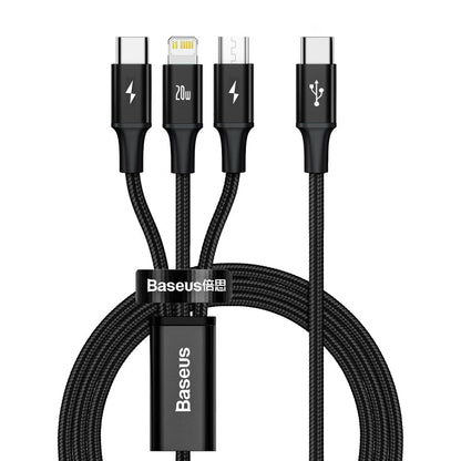USB-C - Lightning / microUSB / USB-C Baseus Rapid 3in1 Charging Cable, 20W, 1.5m, Black CAMLT-SC01 CAMLT-SC01 