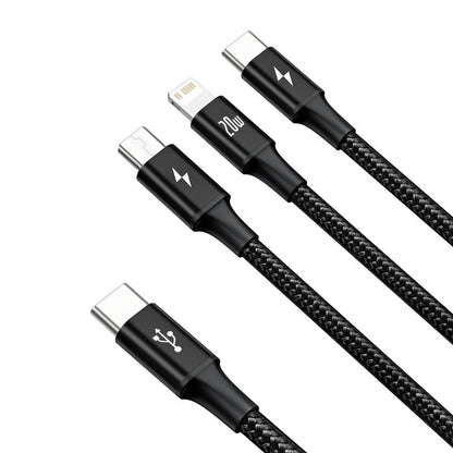 USB-C - Lightning / microUSB / USB-C Baseus Rapid 3in1 Charging Cable, 20W, 1.5m, Black CAMLT-SC01 CAMLT-SC01 