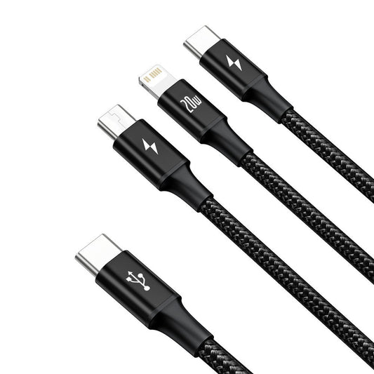 USB-C - Lightning / microUSB / USB-C Baseus Rapid 3in1 Charging Cable, 20W, 1.5m, Black CAMLT-SC01 CAMLT-SC01 