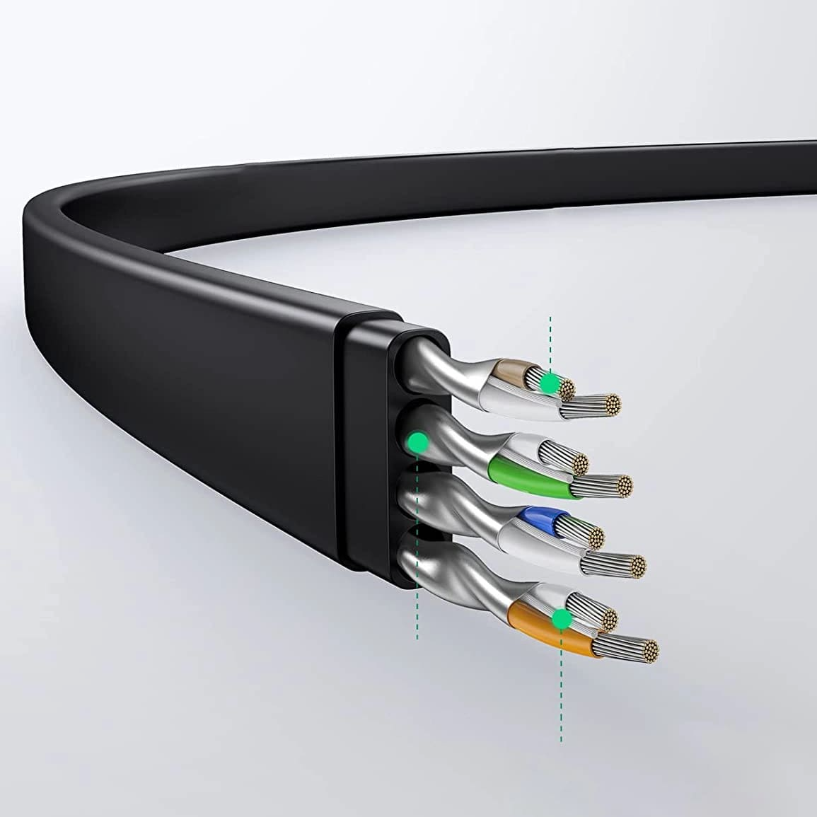 Mrežni kabl UGREEN NW102 Flat, UTP, Cat6, 0.5m, Crni