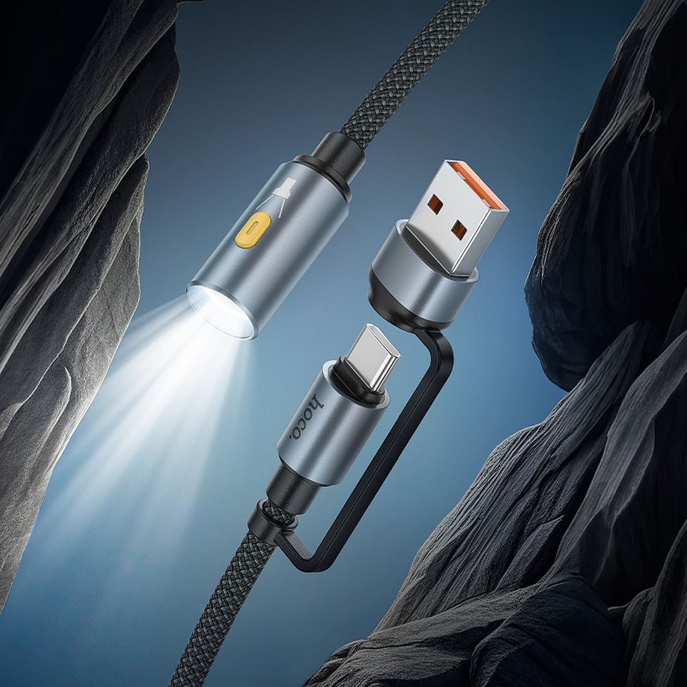 Kabl Led HOCO UA38C, USB-C / USB-A, 0.3m, Crni