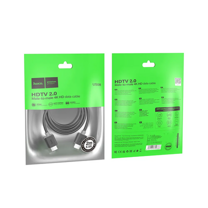 Video kabl HOCO US08, HDMI - HDMI, 4K, 2m, Crna