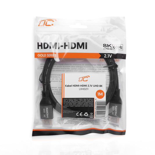 Video kabl LTC Gold, HDMI - HDMI, 8K, 1m, Crni