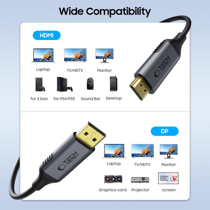 Video kabl Tech-Protect Ultraboost, DisplayPort - HDMI, 4K, 2m, Crna