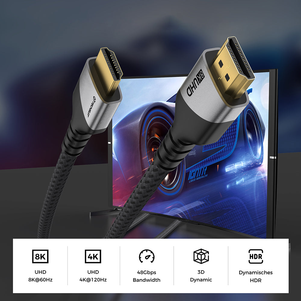 Video kabl Techsuit NexusVision Pro CX3, HDMI - HDMI, 8K, 2m, Siva