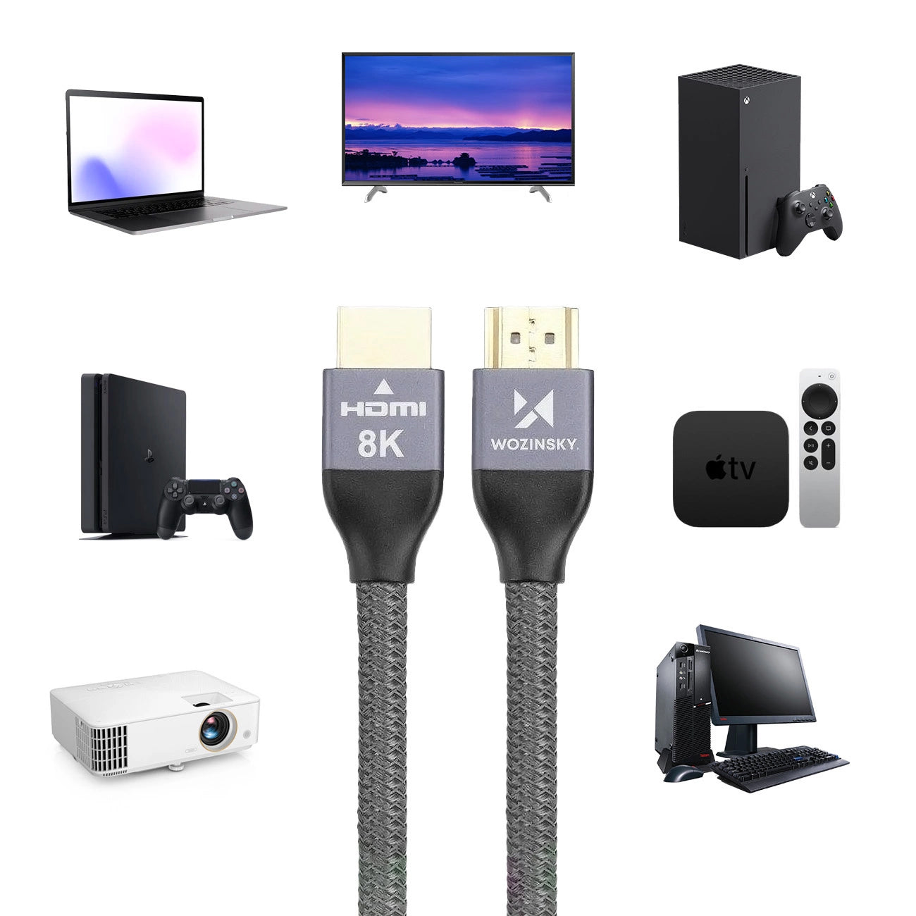Video kabl WZK Ultraboost, HDMI - HDMI, 8K, 3m, Sivi WHDMI-30