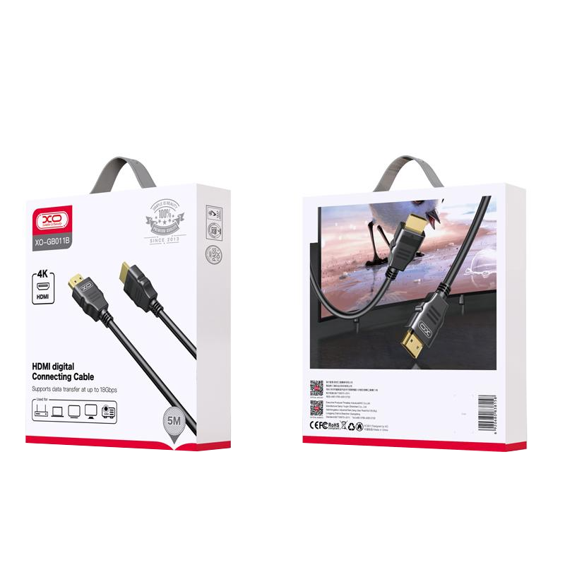 Video kabl XO Design GB011B, HDMI - HDMI, 4K, 5m, Crni