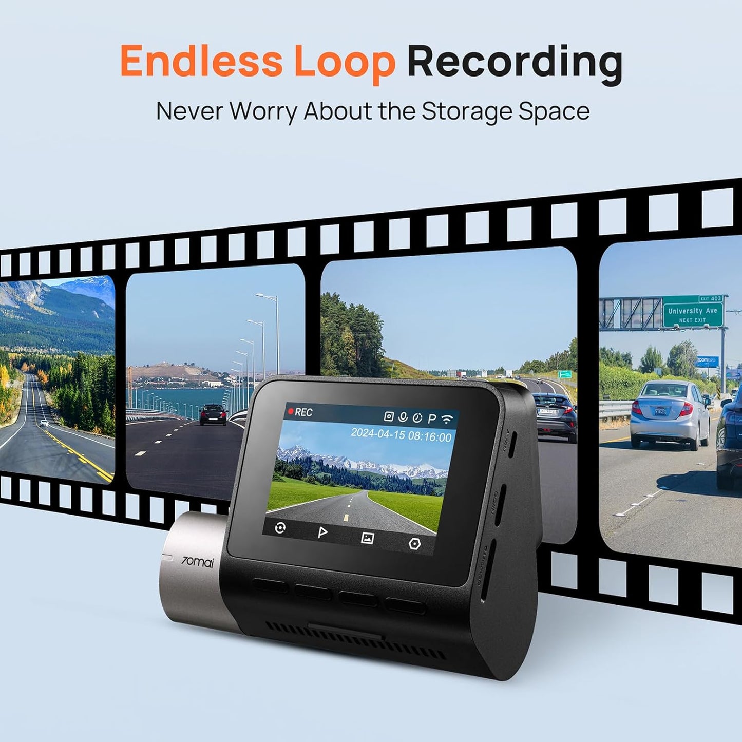 Auto Kamera 70mai Dash Cam A510, 3K, GPS, Wi-Fi, Ekran 2 inča 2AOK9-A510