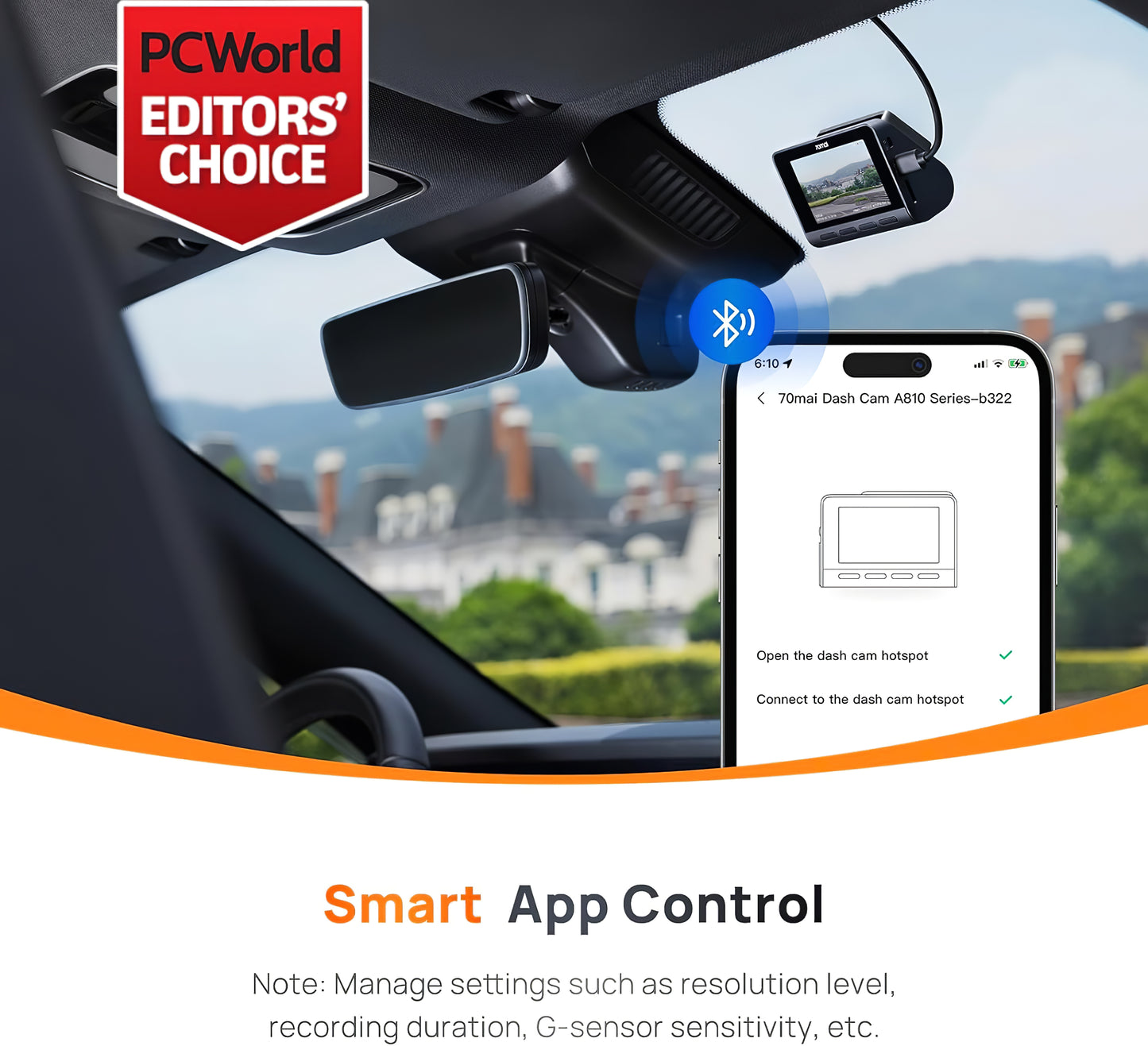 Auto kamera 70mai Dash Cam A810, 4K, Wi-Fi, GPS, Ekran 3 inča