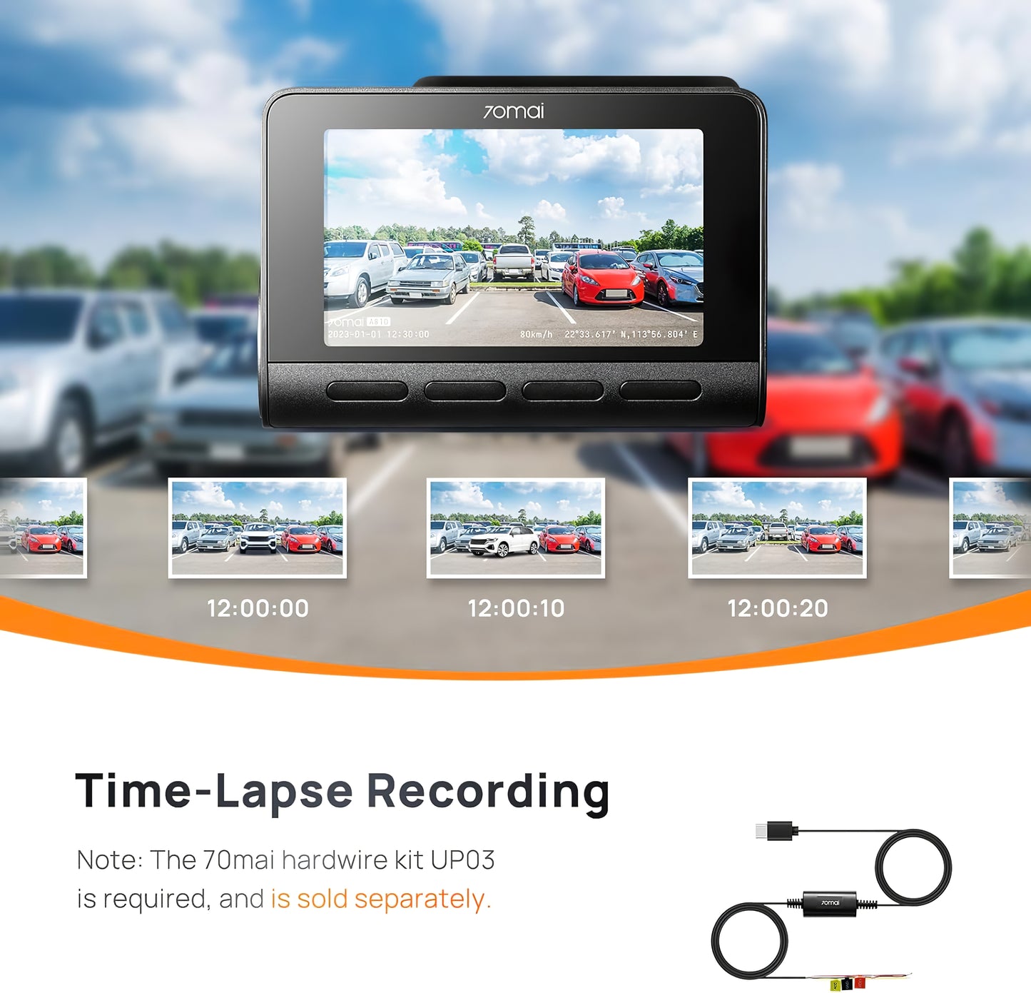 Auto kamera 70mai Dash Cam A810, 4K, Wi-Fi, GPS, Ekran 3 inča