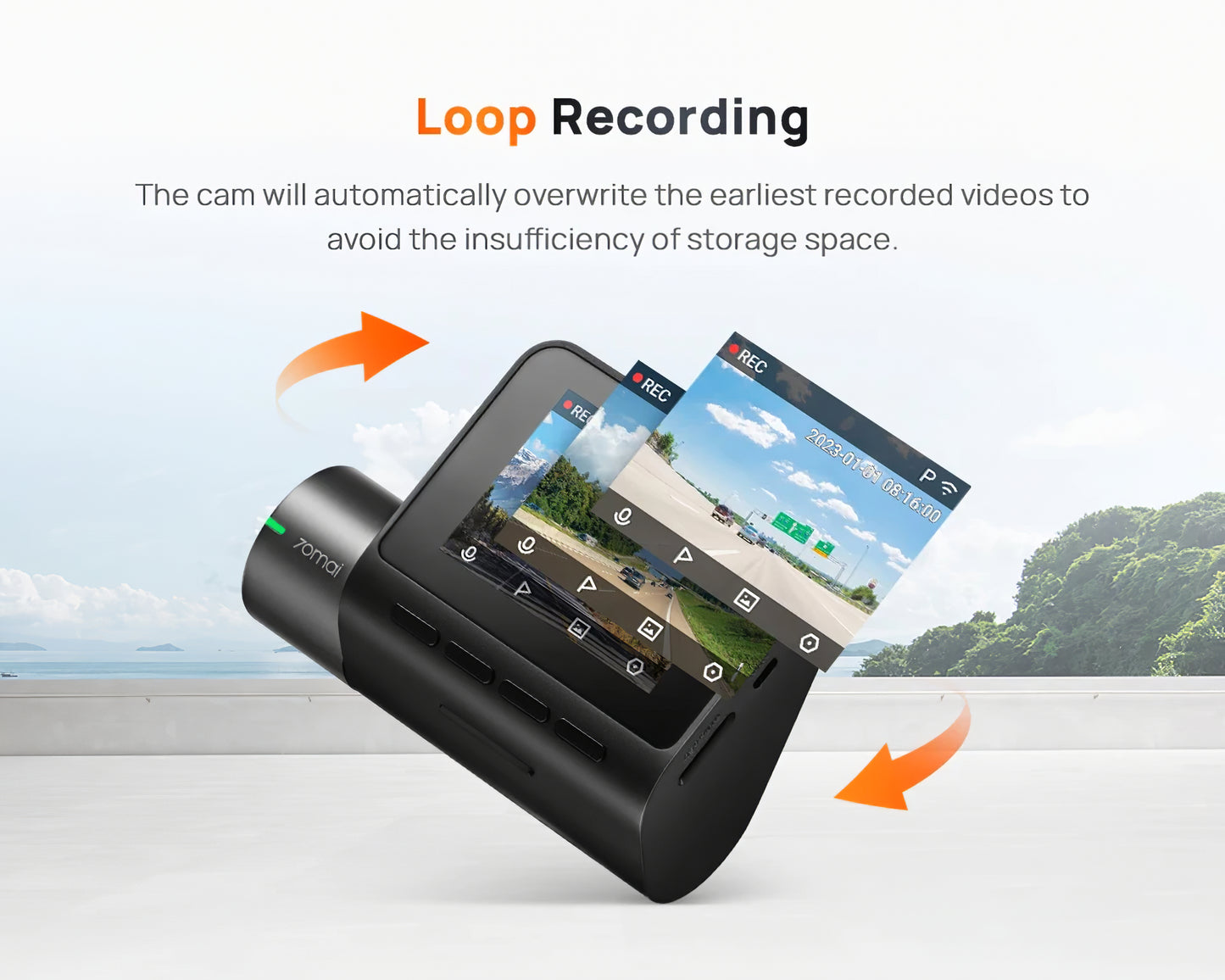 Auto Kamera 70mai Dash Cam A200, 1080P, Wi-Fi, Ekran 2 inča