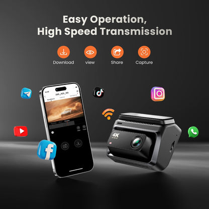 DDPAI Z60 Dual-Channel Front Facing Car Camera, 4K, Wi-Fi, 3inch Display 
