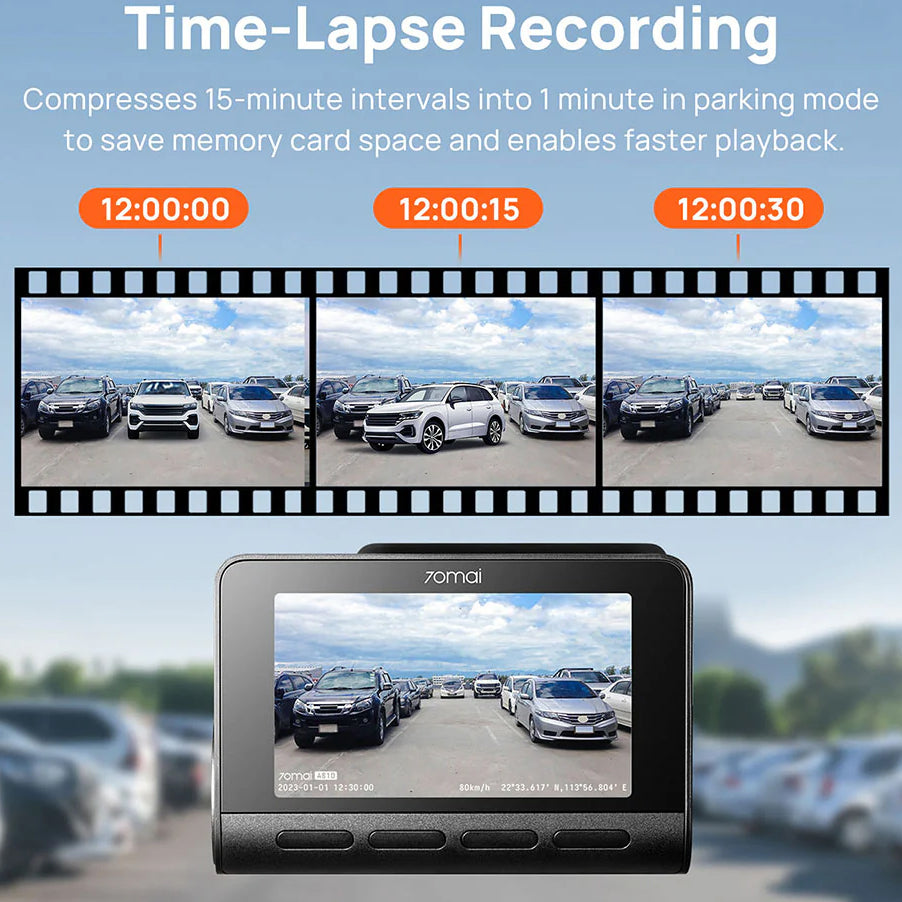Auto Kamera Napred Nazad 70mai Dash Cam A810, 4K, Wi-Fi, GPS, Ekran 3 inča