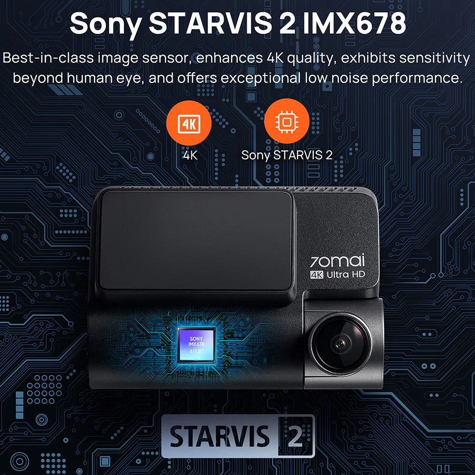 Auto Kamera Napred Nazad 70mai Dash Cam A810, 4K, Wi-Fi, GPS, Ekran 3 inča