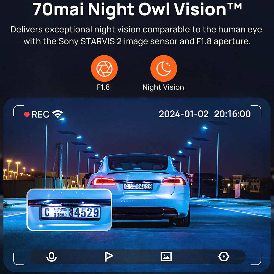 Auto Kamera Napred Nazad 70mai Dash Cam A810, 4K, Wi-Fi, GPS, Ekran 3 inča