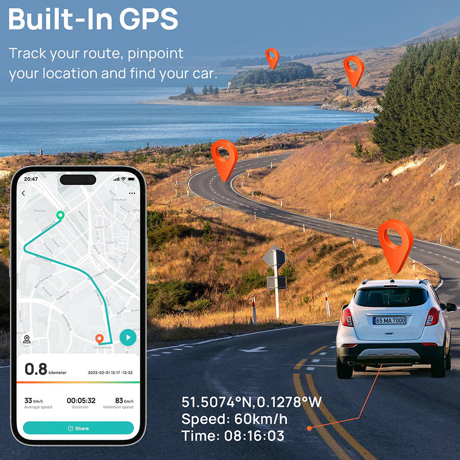 Auto Kamera Napred Nazad 70mai Dash Cam A810, 4K, Wi-Fi, GPS, Ekran 3 inča