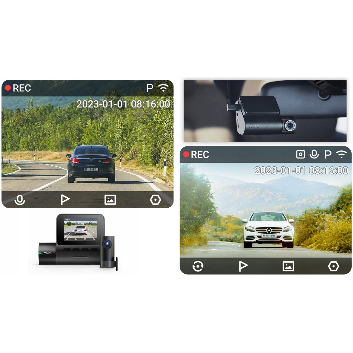 70mai Dash Cam A200, 1080P, Wi-Fi, 2inch Display 