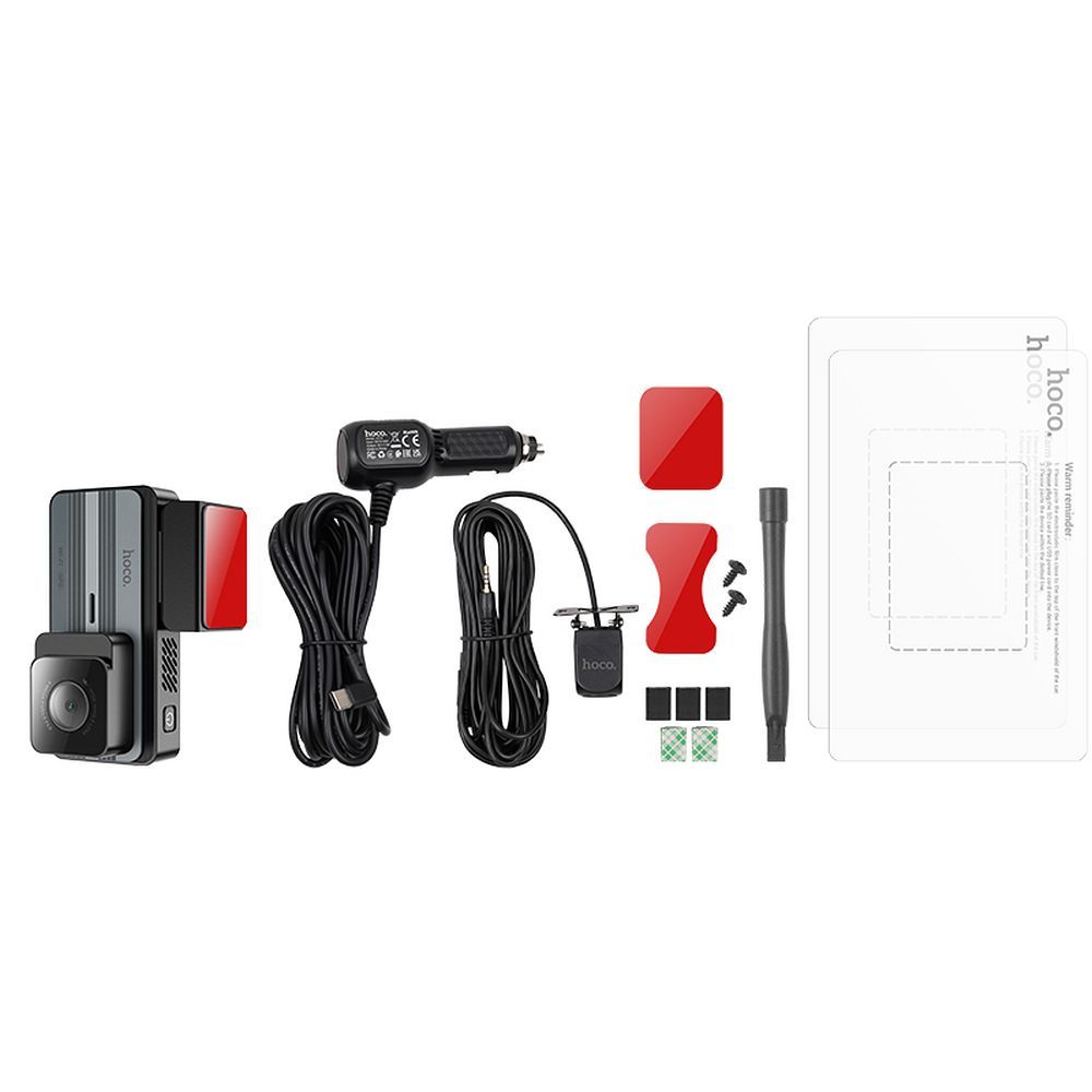 Auto Kamera Prednja Zadnja HOCO DV12, 2K, Wi-Fi, GPS, Ekran 3.69 inča