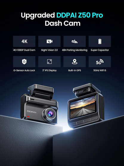 Auto Kamera Napred Nazad DDPAI Z50 Pro Dual, 4K, Wi-Fi, GPS, Ekran 3 inča