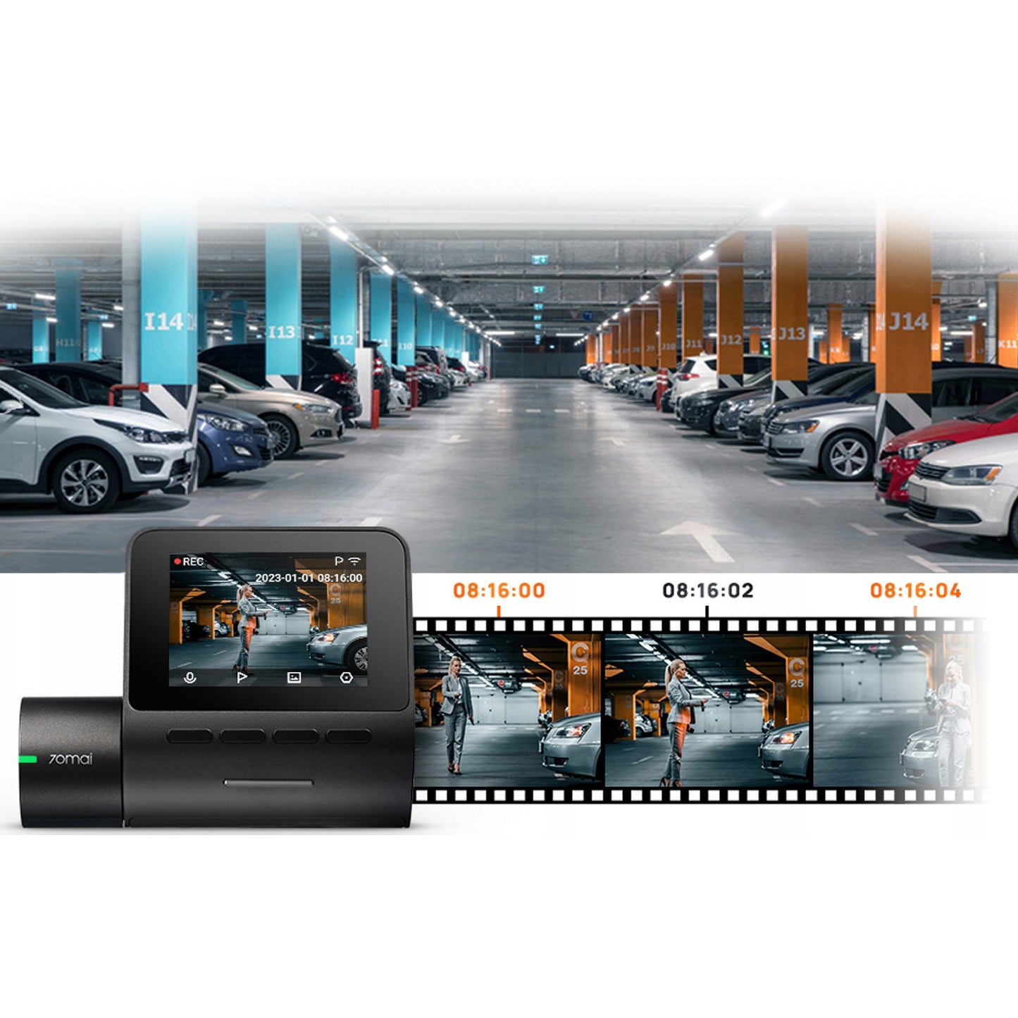 70mai Dash Cam A200, 1080P, Wi-Fi, 2inch Display 
