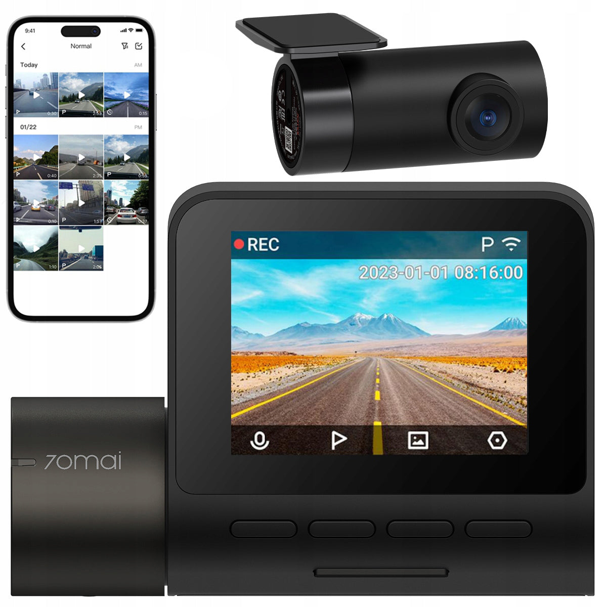 70mai Dash Cam A200, 1080P, Wi-Fi, 2inch Display 