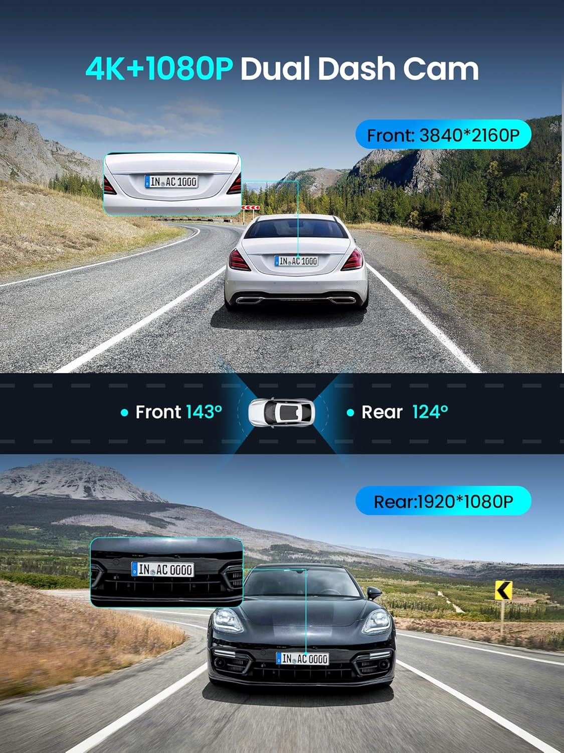 Auto Kamera Napred Nazad DDPAI Z50 Pro Dual, 4K, Wi-Fi, GPS, Ekran 3 inča