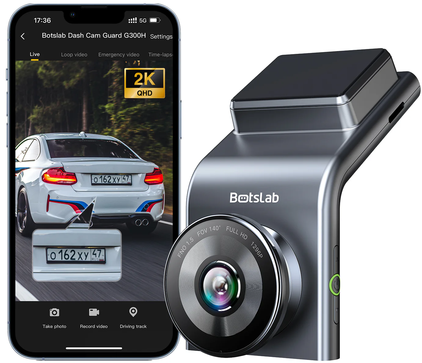 Auto kamera prednja i zadnja Botslab G300H Plus, 4K, Wi-Fi, GPS, Ekran 2.4 inča