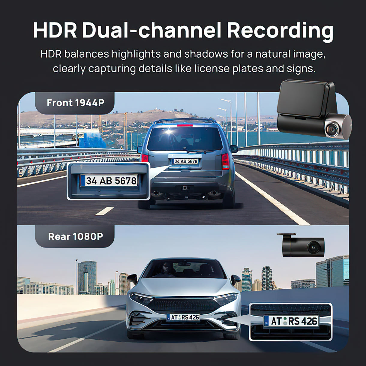 Auto kamera napred/nazad 70mai Dash Cam A510, 3K, GPS, Wi-Fi, Ekran 2 inča