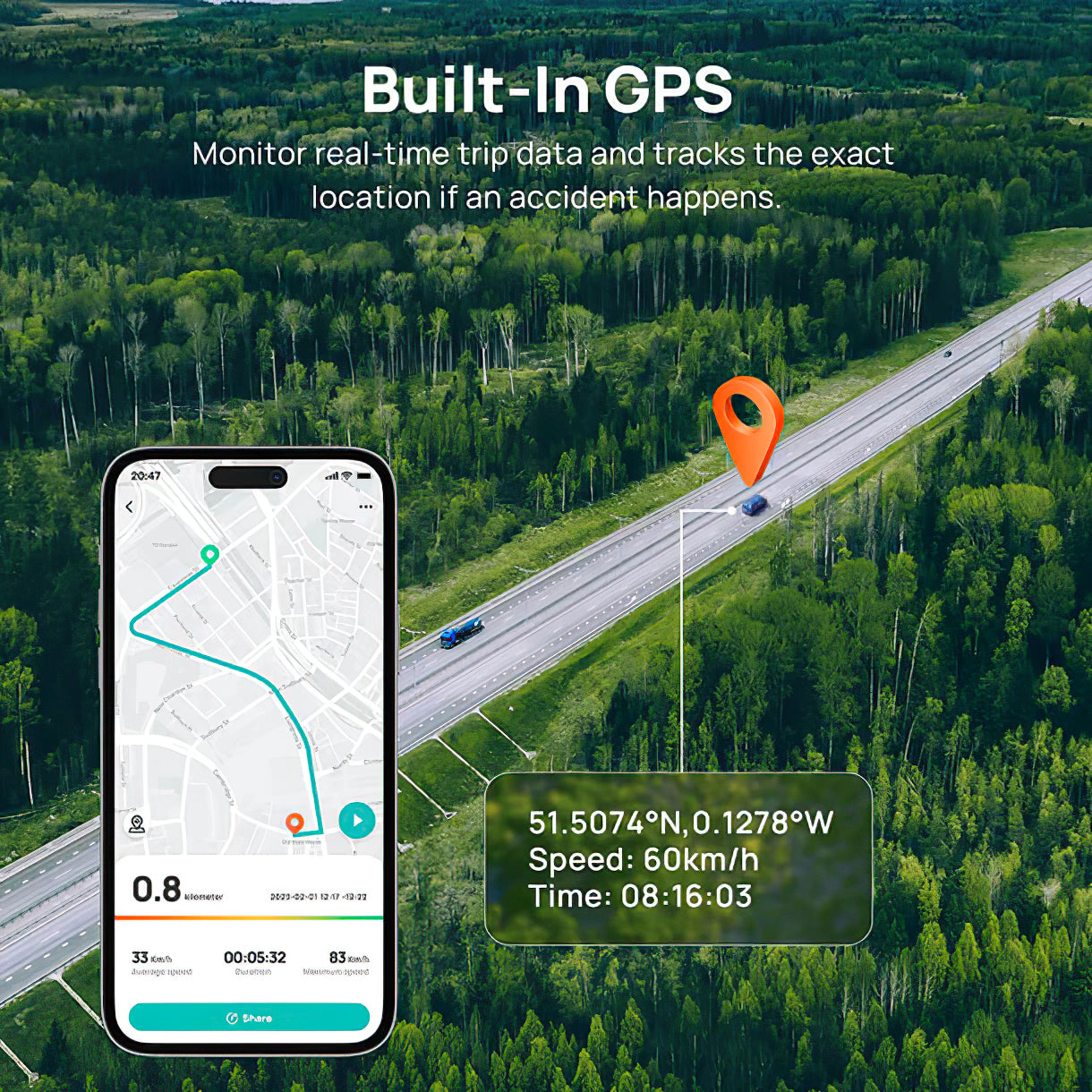 Auto kamera napred/nazad 70mai Dash Cam A510, 3K, GPS, Wi-Fi, Ekran 2 inča