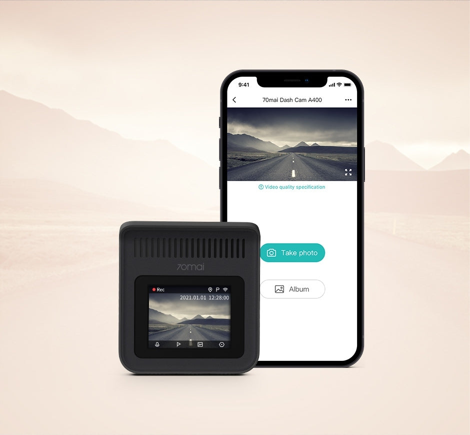 Auto kamera 70mai Dash Cam A400, 2K, Wi-Fi, Ekran 2 inča, Crvena