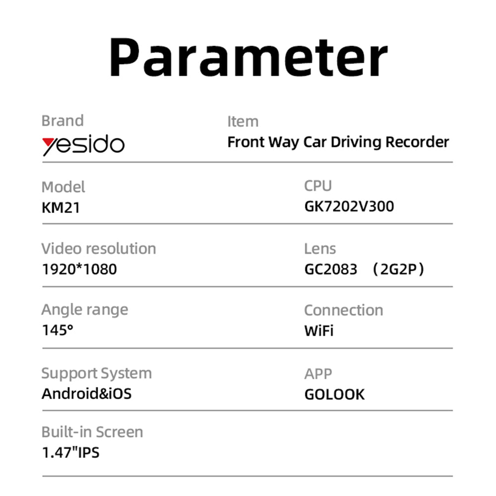 Auto kamera Yesido KM21, 1080P, Wi-Fi, Ekran 1.47 inča