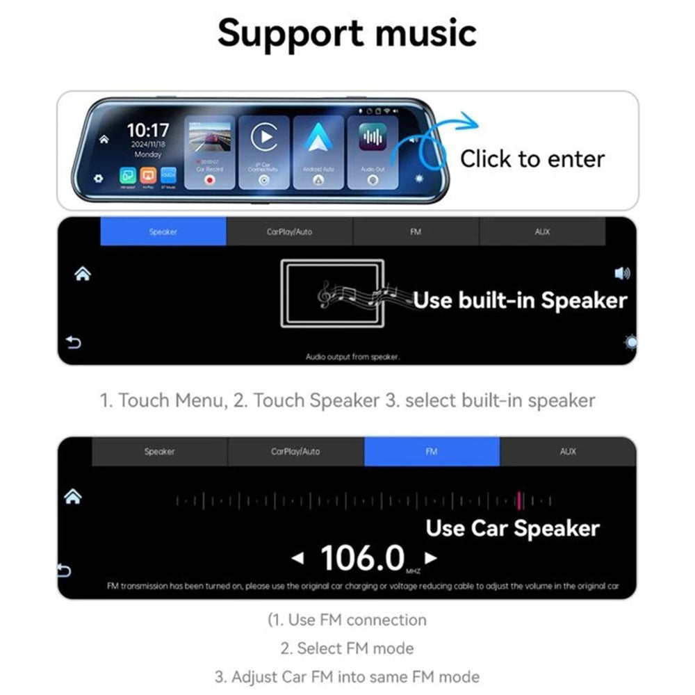 Auto kamera Yesido KM24 sa Carplay / Android Auto, 4K, Ekran 9.66 inča